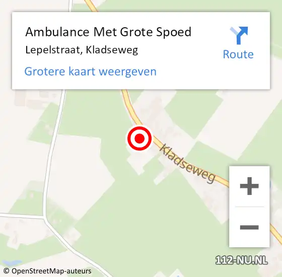 Locatie op kaart van de 112 melding: Ambulance Met Grote Spoed Naar Lepelstraat, Kladseweg op 28 maart 2015 14:23