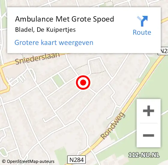 Locatie op kaart van de 112 melding: Ambulance Met Grote Spoed Naar Bladel, De Kuipertjes op 28 maart 2015 14:43