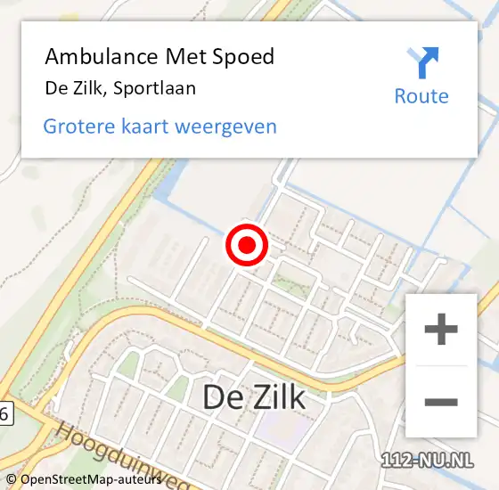 Locatie op kaart van de 112 melding: Ambulance Met Spoed Naar De Zilk, Sportlaan op 28 maart 2015 15:04