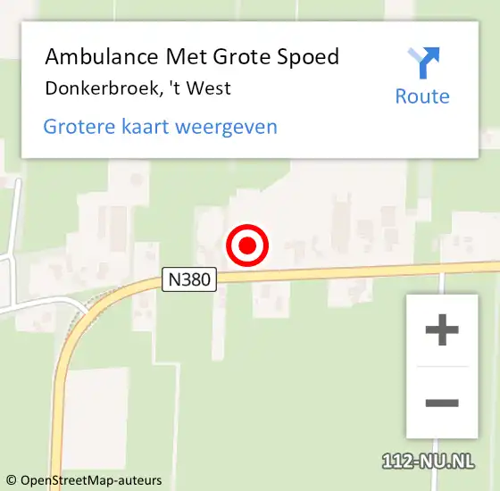 Locatie op kaart van de 112 melding: Ambulance Met Grote Spoed Naar Donkerbroek, 't West op 28 maart 2015 15:57