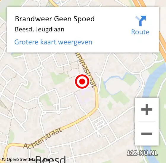 Locatie op kaart van de 112 melding: Brandweer Geen Spoed Naar Beesd, Jeugdlaan op 28 maart 2015 17:35