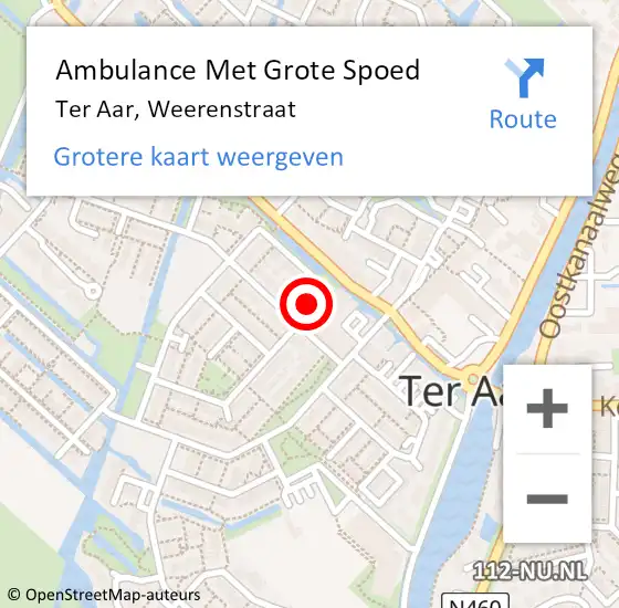 Locatie op kaart van de 112 melding: Ambulance Met Grote Spoed Naar Ter Aar, Weerenstraat op 28 maart 2015 18:30