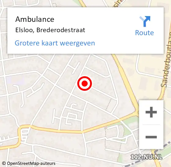 Locatie op kaart van de 112 melding: Ambulance Elsloo, Brederodestraat op 3 november 2013 07:37