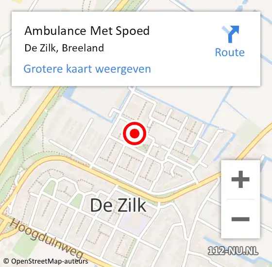 Locatie op kaart van de 112 melding: Ambulance Met Spoed Naar De Zilk, Breeland op 28 maart 2015 18:35