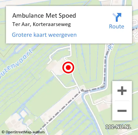 Locatie op kaart van de 112 melding: Ambulance Met Spoed Naar Ter Aar, Korteraarseweg op 3 november 2013 07:46