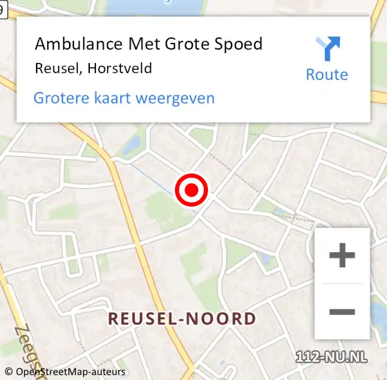 Locatie op kaart van de 112 melding: Ambulance Met Grote Spoed Naar Reusel, Horstveld op 28 maart 2015 19:29