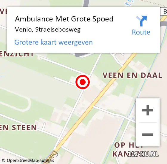 Locatie op kaart van de 112 melding: Ambulance Met Grote Spoed Naar Venlo, Straelsebosweg op 28 maart 2015 19:42