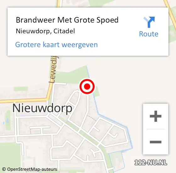 Locatie op kaart van de 112 melding: Brandweer Met Grote Spoed Naar Nieuwdorp, Citadel op 28 maart 2015 20:05