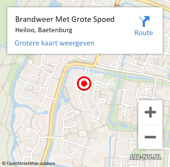 Locatie op kaart van de 112 melding: Brandweer Met Grote Spoed Naar Heiloo, Baetenburg op 3 november 2013 08:02