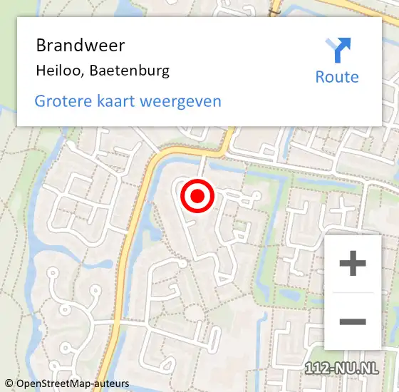 Locatie op kaart van de 112 melding: Brandweer Heiloo, Baetenburg op 3 november 2013 08:05