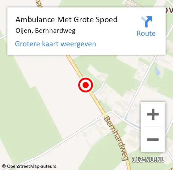 Locatie op kaart van de 112 melding: Ambulance Met Grote Spoed Naar Oijen, Bernhardweg op 28 maart 2015 21:26