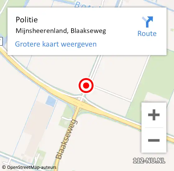 Locatie op kaart van de 112 melding: Politie Mijnsheerenland, Blaakseweg op 28 maart 2015 22:50