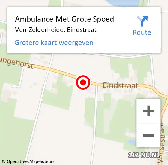 Locatie op kaart van de 112 melding: Ambulance Met Grote Spoed Naar Ven-Zelderheide, Eindstraat op 28 maart 2015 23:41