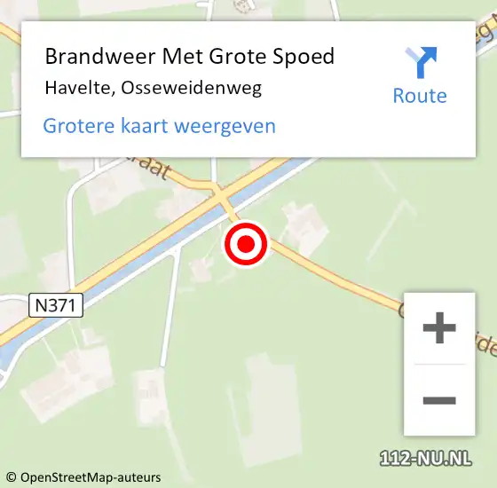 Locatie op kaart van de 112 melding: Brandweer Met Grote Spoed Naar Havelte, Osseweidenweg op 28 maart 2015 23:43