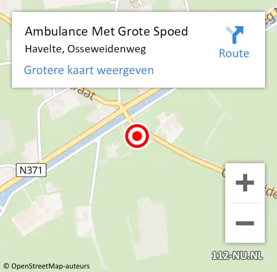 Locatie op kaart van de 112 melding: Ambulance Met Grote Spoed Naar Havelte, Osseweidenweg op 28 maart 2015 23:48