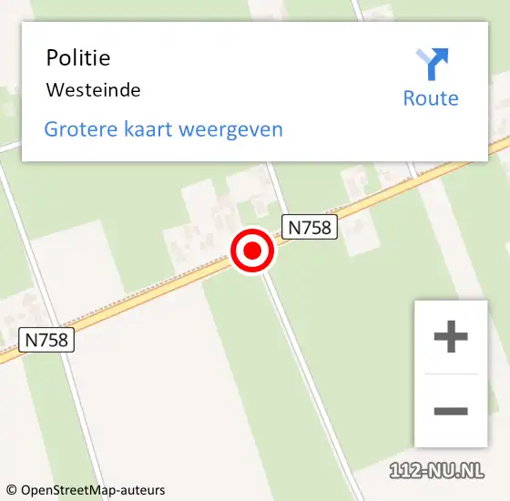 Locatie op kaart van de 112 melding: Politie Westeinde op 29 maart 2015 00:47