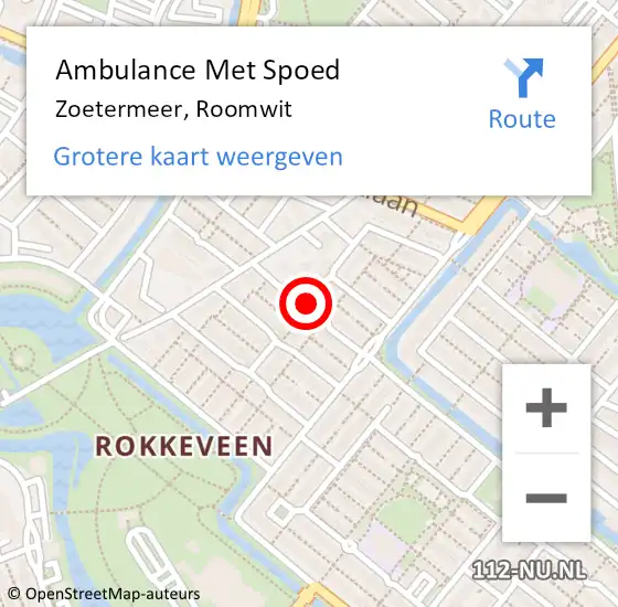 Locatie op kaart van de 112 melding: Ambulance Met Spoed Naar Zoetermeer, Roomwit op 29 maart 2015 01:24