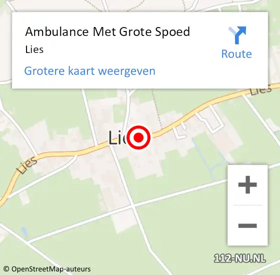 Locatie op kaart van de 112 melding: Ambulance Met Grote Spoed Naar Lies op 29 maart 2015 01:37