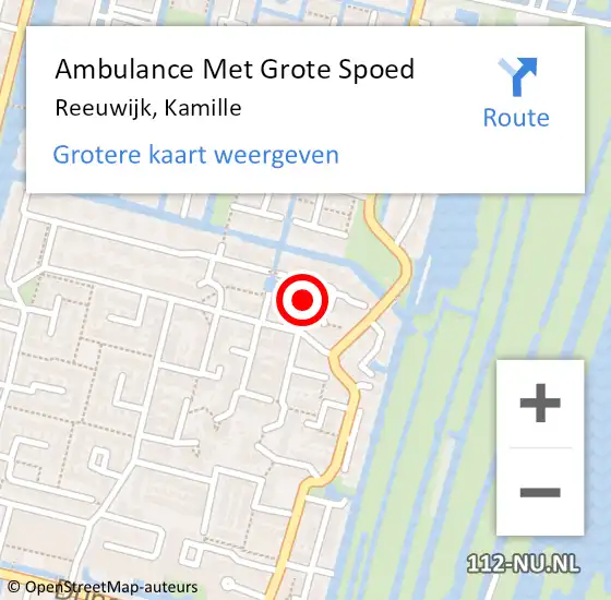 Locatie op kaart van de 112 melding: Ambulance Met Grote Spoed Naar Reeuwijk, Kamille op 29 maart 2015 01:49