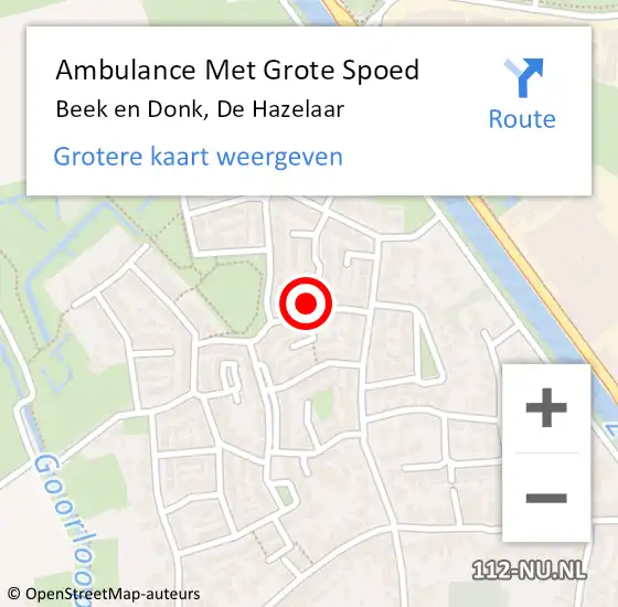 Locatie op kaart van de 112 melding: Ambulance Met Grote Spoed Naar Beek en Donk, De Hazelaar op 29 maart 2015 03:13