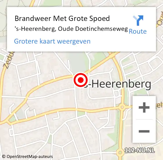 Locatie op kaart van de 112 melding: Brandweer Met Grote Spoed Naar 's-Heerenberg, Oude Doetinchemseweg op 29 maart 2015 04:03