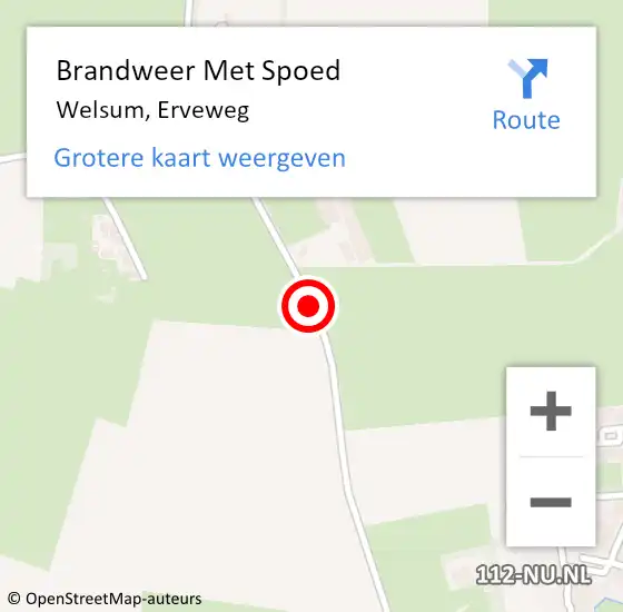 Locatie op kaart van de 112 melding: Brandweer Met Spoed Naar Welsum, Erveweg op 29 maart 2015 04:07