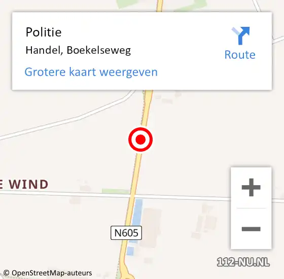 Locatie op kaart van de 112 melding: Politie Handel, Boekelseweg op 29 maart 2015 04:27