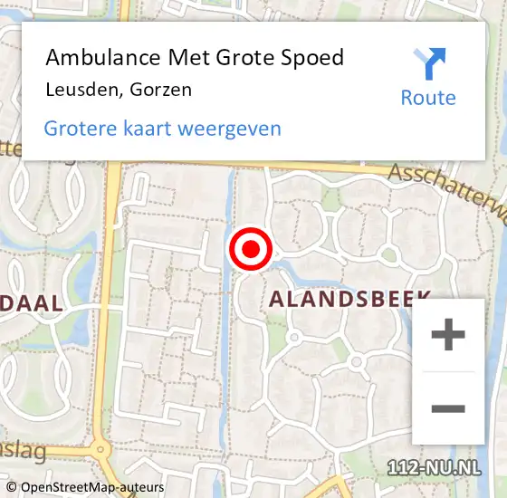 Locatie op kaart van de 112 melding: Ambulance Met Grote Spoed Naar Leusden, Gorzen op 29 maart 2015 05:16