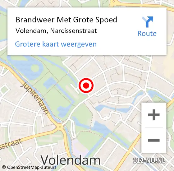 Locatie op kaart van de 112 melding: Brandweer Met Grote Spoed Naar Volendam, Narcissenstraat op 29 maart 2015 05:48