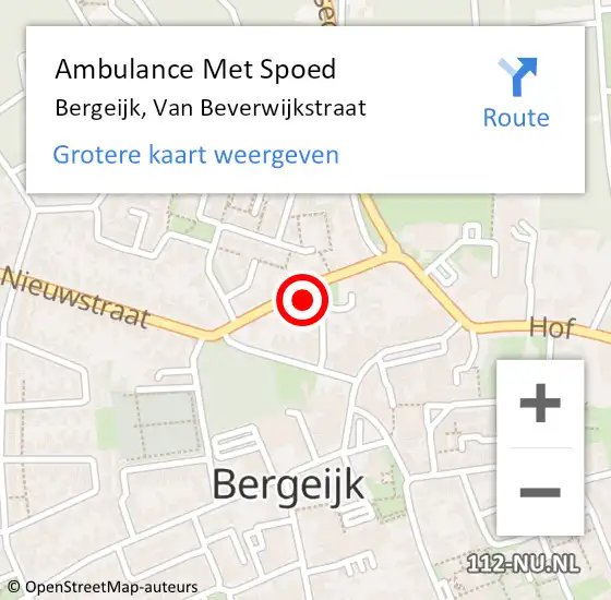 Locatie op kaart van de 112 melding: Ambulance Met Spoed Naar Bergeijk, Van Beverwijkstraat op 29 maart 2015 05:50