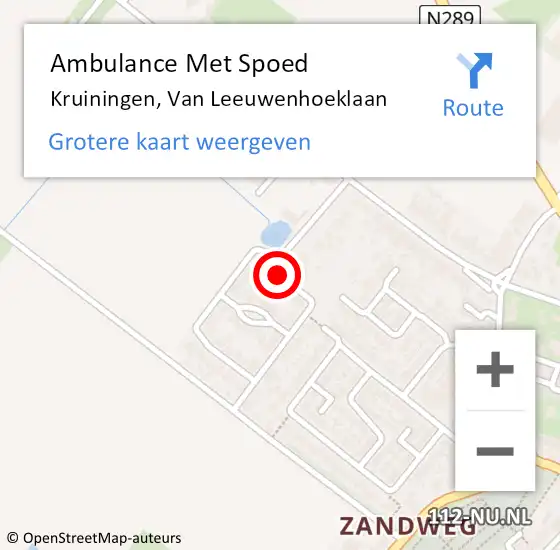 Locatie op kaart van de 112 melding: Ambulance Met Spoed Naar Kruiningen, Van Leeuwenhoeklaan op 29 maart 2015 10:04