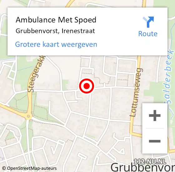 Locatie op kaart van de 112 melding: Ambulance Met Spoed Naar Grubbenvorst, Irenestraat op 29 maart 2015 10:40