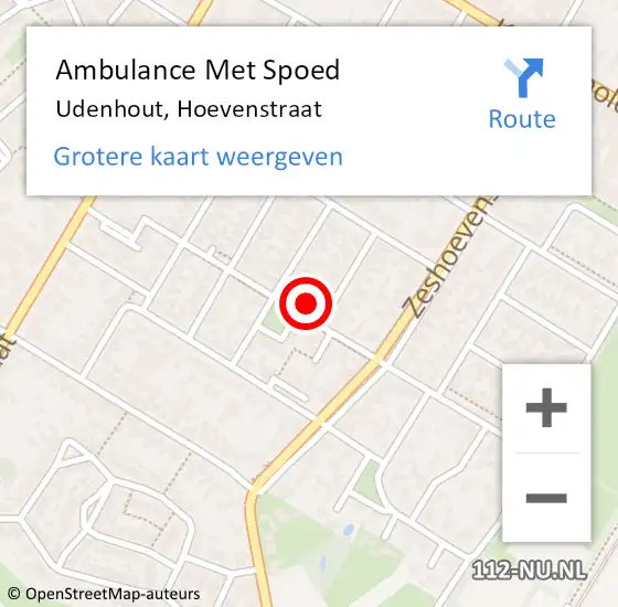 Locatie op kaart van de 112 melding: Ambulance Met Spoed Naar Udenhout, Hoevenstraat op 29 maart 2015 10:51