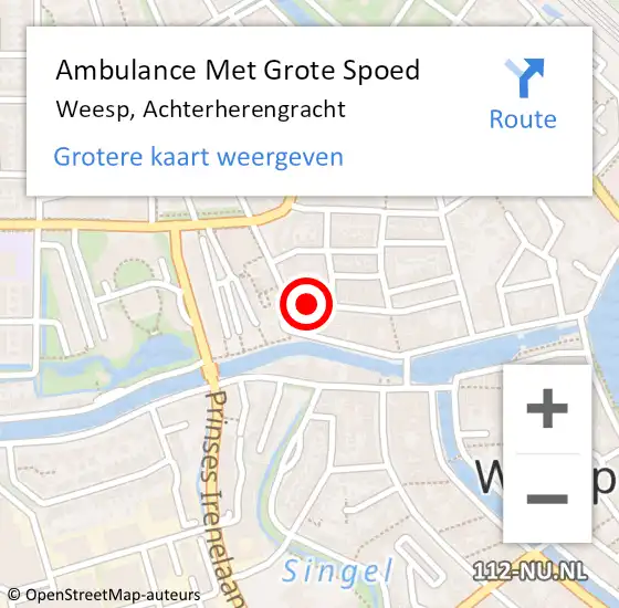 Locatie op kaart van de 112 melding: Ambulance Met Grote Spoed Naar Weesp, Achterherengracht op 29 maart 2015 11:05