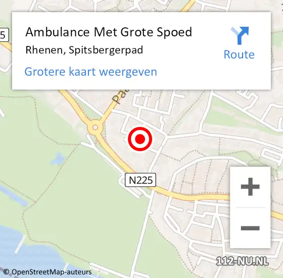 Locatie op kaart van de 112 melding: Ambulance Met Grote Spoed Naar Rhenen, Spitsbergerpad op 29 maart 2015 11:33