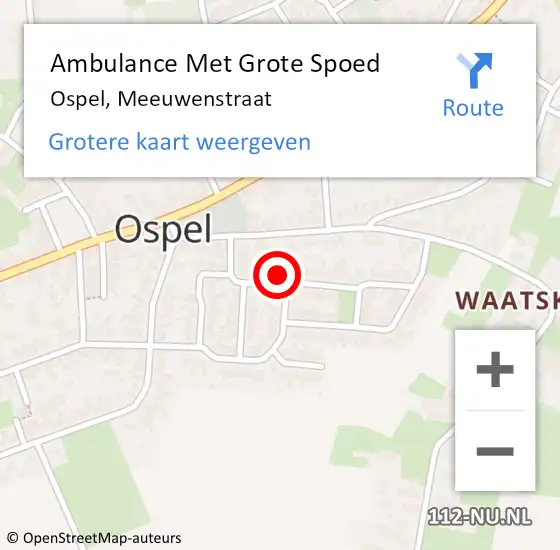 Locatie op kaart van de 112 melding: Ambulance Met Grote Spoed Naar Ospel, Meeuwenstraat op 29 maart 2015 11:55