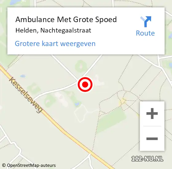 Locatie op kaart van de 112 melding: Ambulance Met Grote Spoed Naar Helden, Nachtegaalstraat op 29 maart 2015 12:22