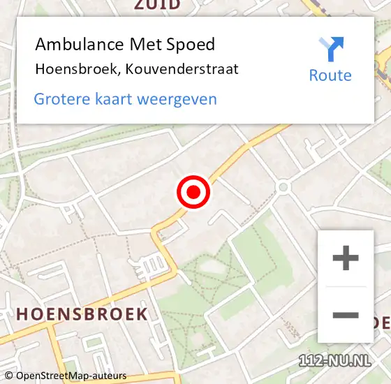 Locatie op kaart van de 112 melding: Ambulance Met Spoed Naar Hoensbroek, Kouvenderstraat op 29 maart 2015 12:23