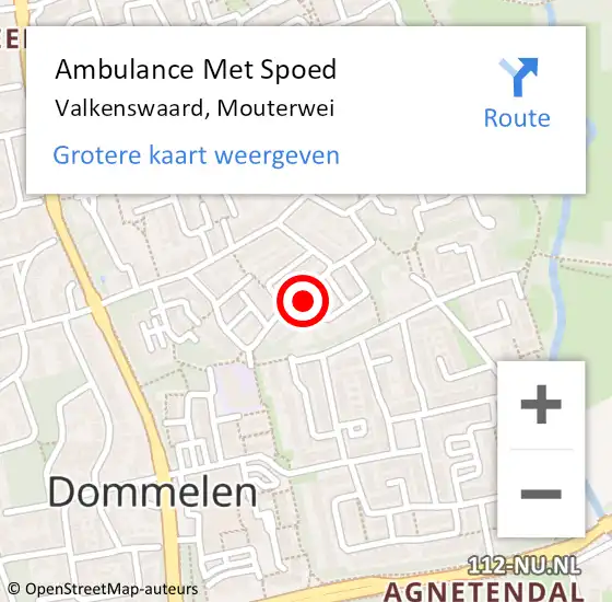 Locatie op kaart van de 112 melding: Ambulance Met Spoed Naar Valkenswaard, Mouterwei op 29 maart 2015 12:23