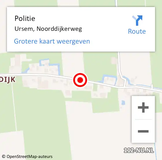 Locatie op kaart van de 112 melding: Politie Ursem, Noorddijkerweg op 29 maart 2015 13:47