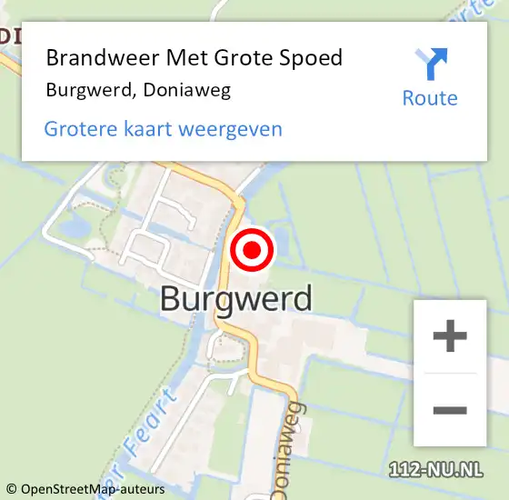 Locatie op kaart van de 112 melding: Brandweer Met Grote Spoed Naar Burgwerd, Doniaweg op 29 maart 2015 14:29