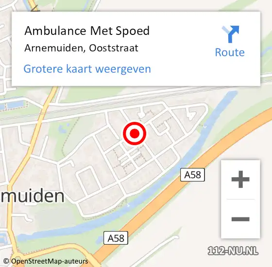 Locatie op kaart van de 112 melding: Ambulance Met Spoed Naar Arnemuiden, Ooststraat op 29 maart 2015 14:37