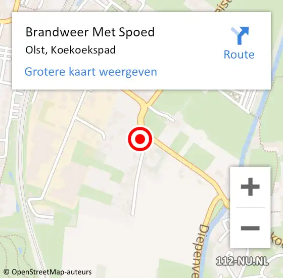 Locatie op kaart van de 112 melding: Brandweer Met Spoed Naar Olst, Koekoekspad op 29 maart 2015 15:08