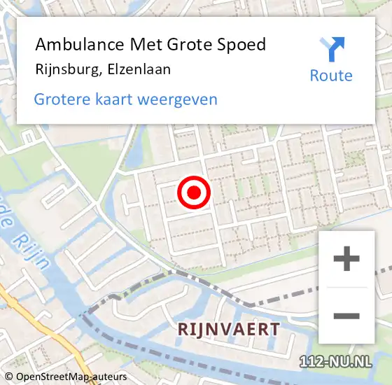 Locatie op kaart van de 112 melding: Ambulance Met Grote Spoed Naar Rijnsburg, Elzenlaan op 29 maart 2015 15:09