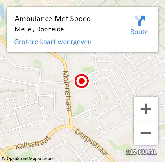 Locatie op kaart van de 112 melding: Ambulance Met Spoed Naar Meijel, Dopheide op 29 maart 2015 15:11