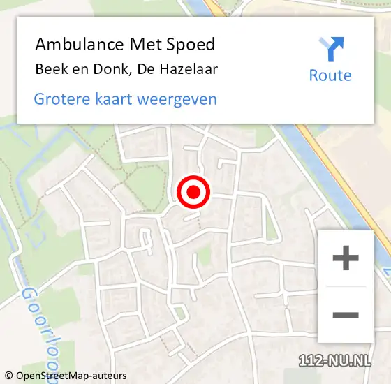 Locatie op kaart van de 112 melding: Ambulance Met Spoed Naar Beek en Donk, De Hazelaar op 29 maart 2015 16:51