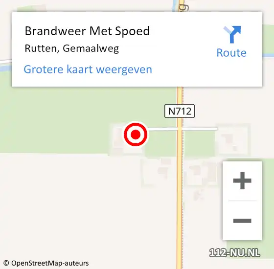 Locatie op kaart van de 112 melding: Brandweer Met Spoed Naar Rutten, Gemaalweg op 29 maart 2015 16:54