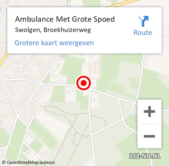 Locatie op kaart van de 112 melding: Ambulance Met Grote Spoed Naar Swolgen, Broekhuizerweg op 3 november 2013 10:12