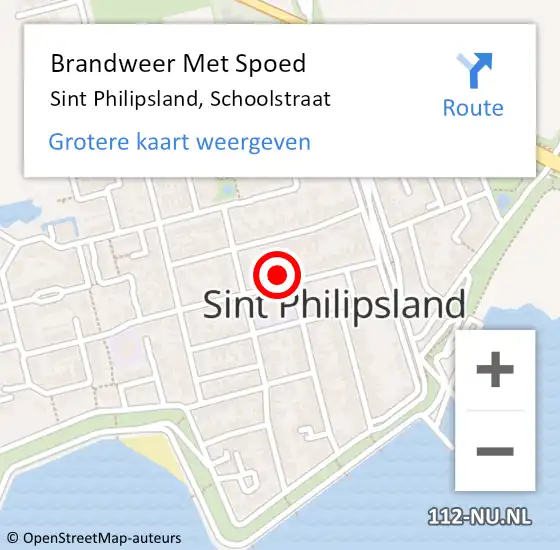 Locatie op kaart van de 112 melding: Brandweer Met Spoed Naar Sint Philipsland, Schoolstraat op 29 maart 2015 17:10