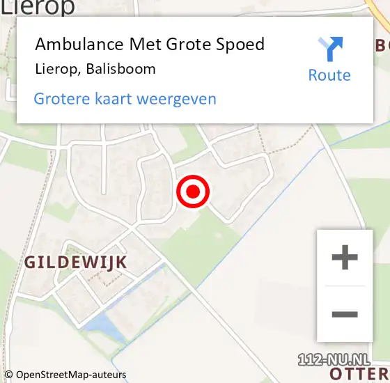 Locatie op kaart van de 112 melding: Ambulance Met Grote Spoed Naar Lierop, Balisboom op 29 maart 2015 17:23